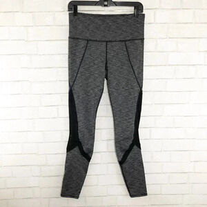 Athleta Black and Gray Mesh Panel Leggings Medium